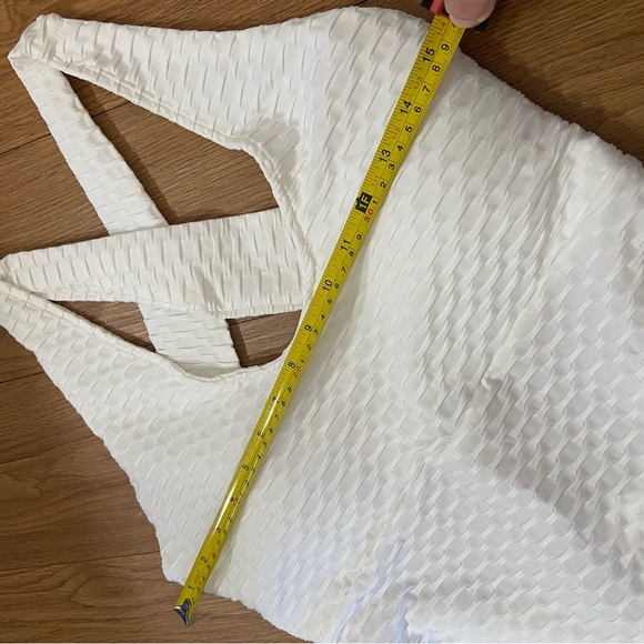 White Jumpsuit One Piece Teddy Workout Outfit Textured Lift - Picture 4 of 10